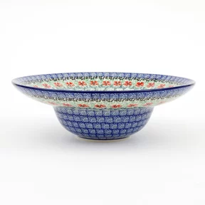Talerz głęboki na spaghetti D86 25cm <br> 1916X Czerwone kwiatuszki